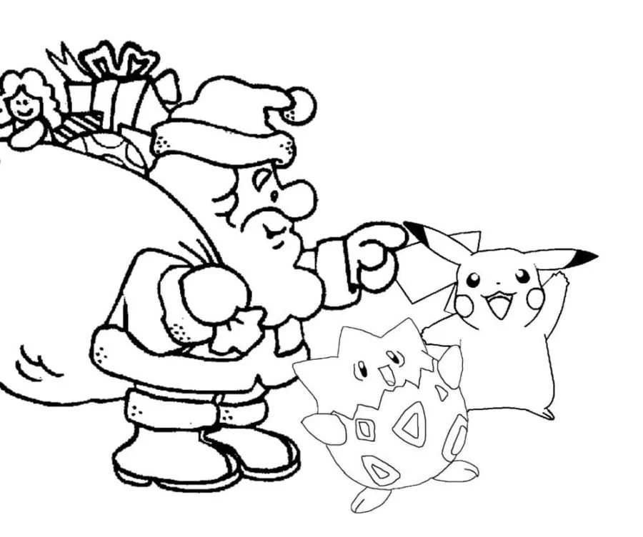 Desenhos de Pikachu de Natal Para Colorir 19