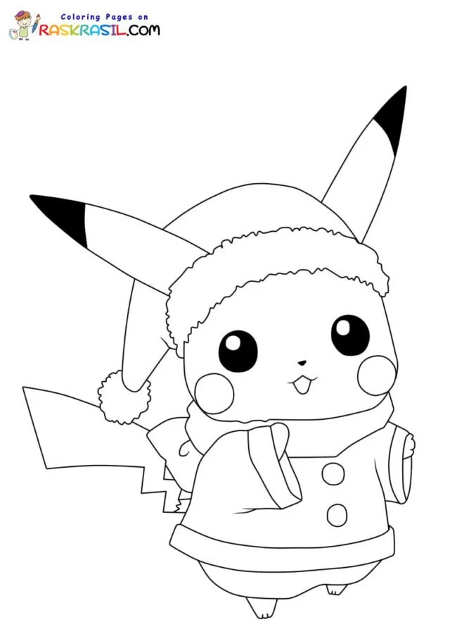 Desenhos de Pikachu de Natal Para Colorir 2