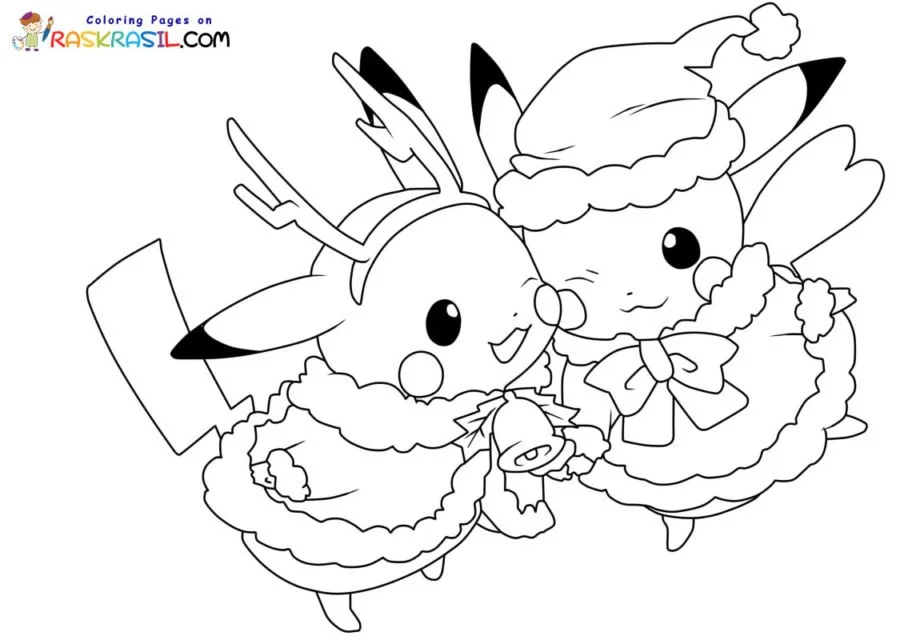 Desenhos de Pikachu de Natal Para Colorir 5