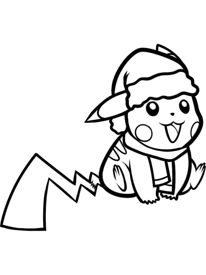 Desenhos de Pikachu de Natal Para Colorir 7