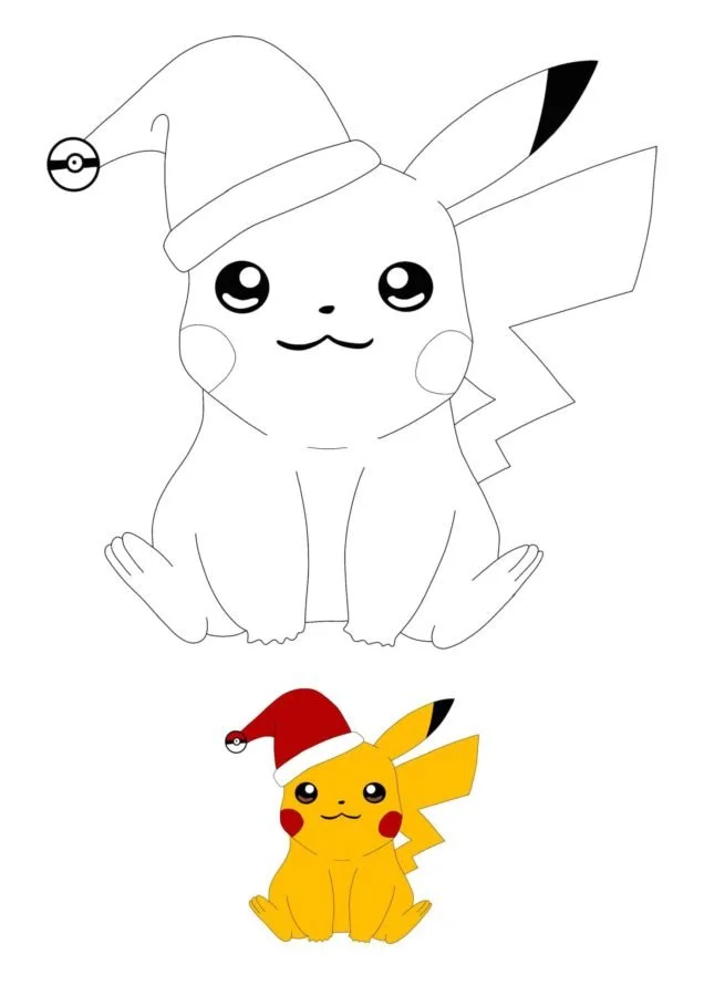 Desenhos de Pikachu de Natal Para Colorir 9