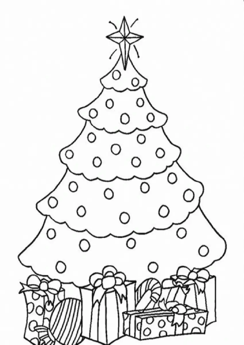 Christmas Tree With Presents Coloring Pages 4