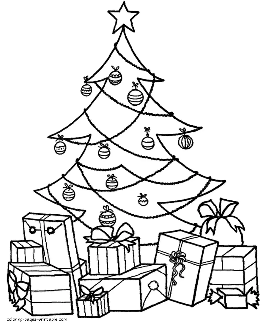 Christmas Tree With Presents Coloring Pages 8