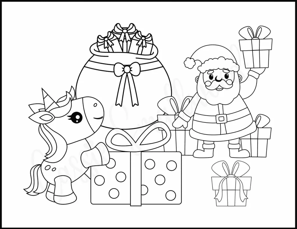 Weihnachts-Einhorn Ausmalbilder 8