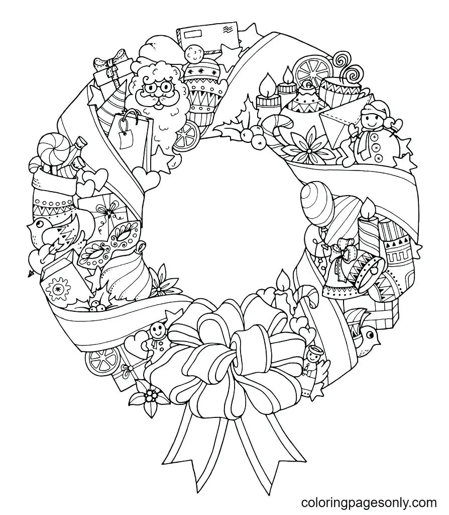 Christmas Wreath Coloring Pages 10