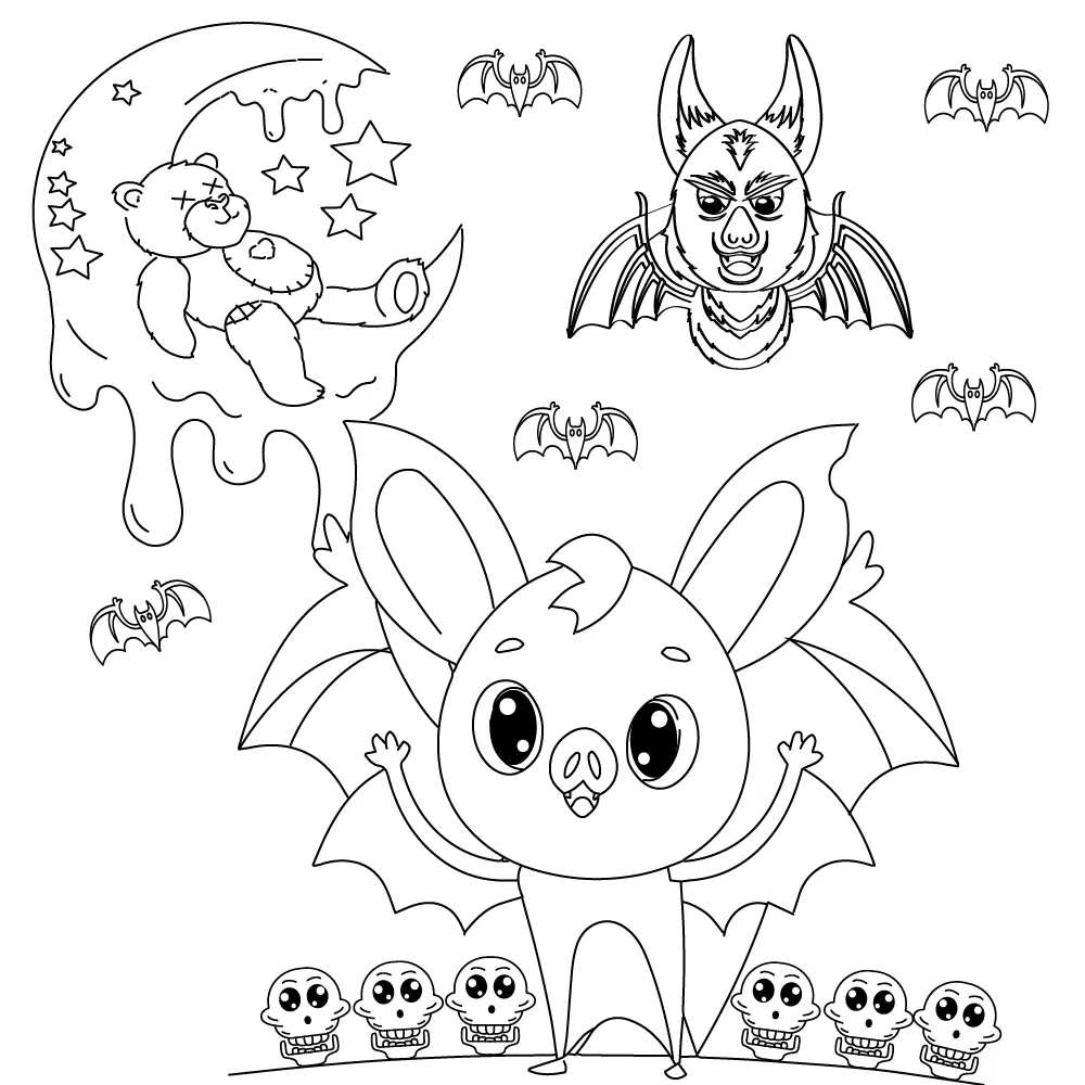Kawaii assustador Para Colorir 15