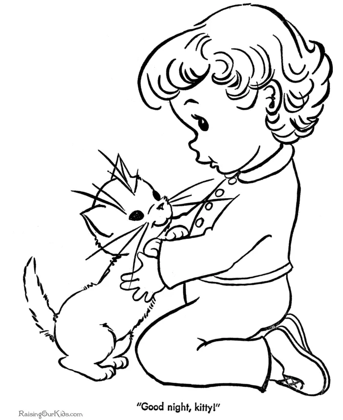 Cute Cat Coloring Pages 4
