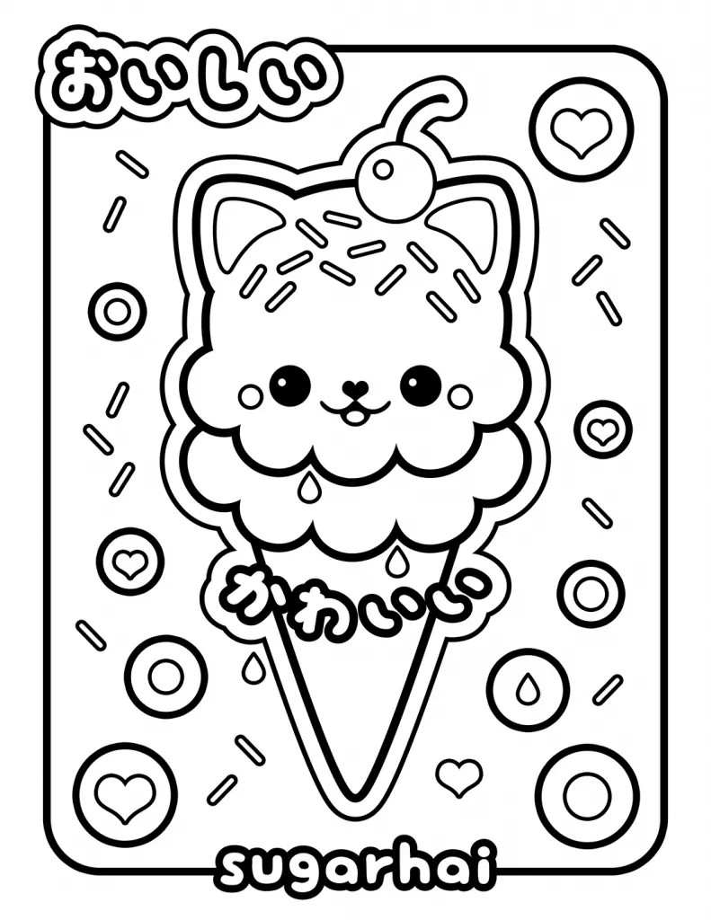 Cute Ice Cream Coloring Pages 1