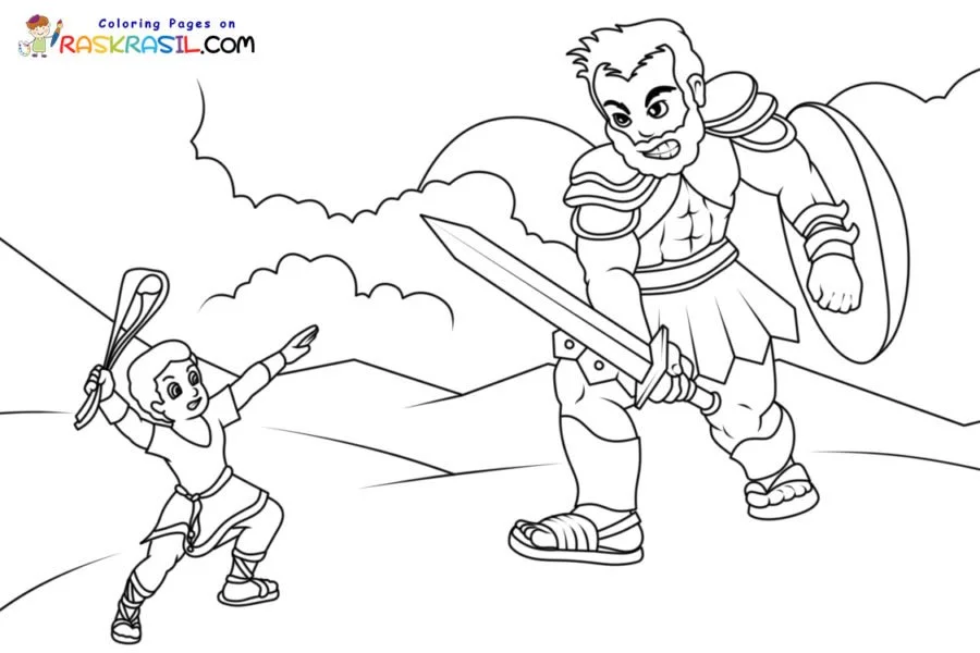 David und Goliath Ausmalbilder 3
