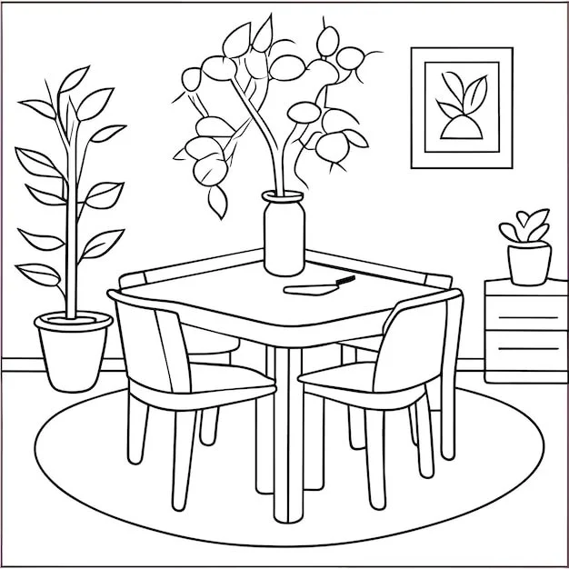 Desenhos de Sala de Jantar Para Colorir 7
