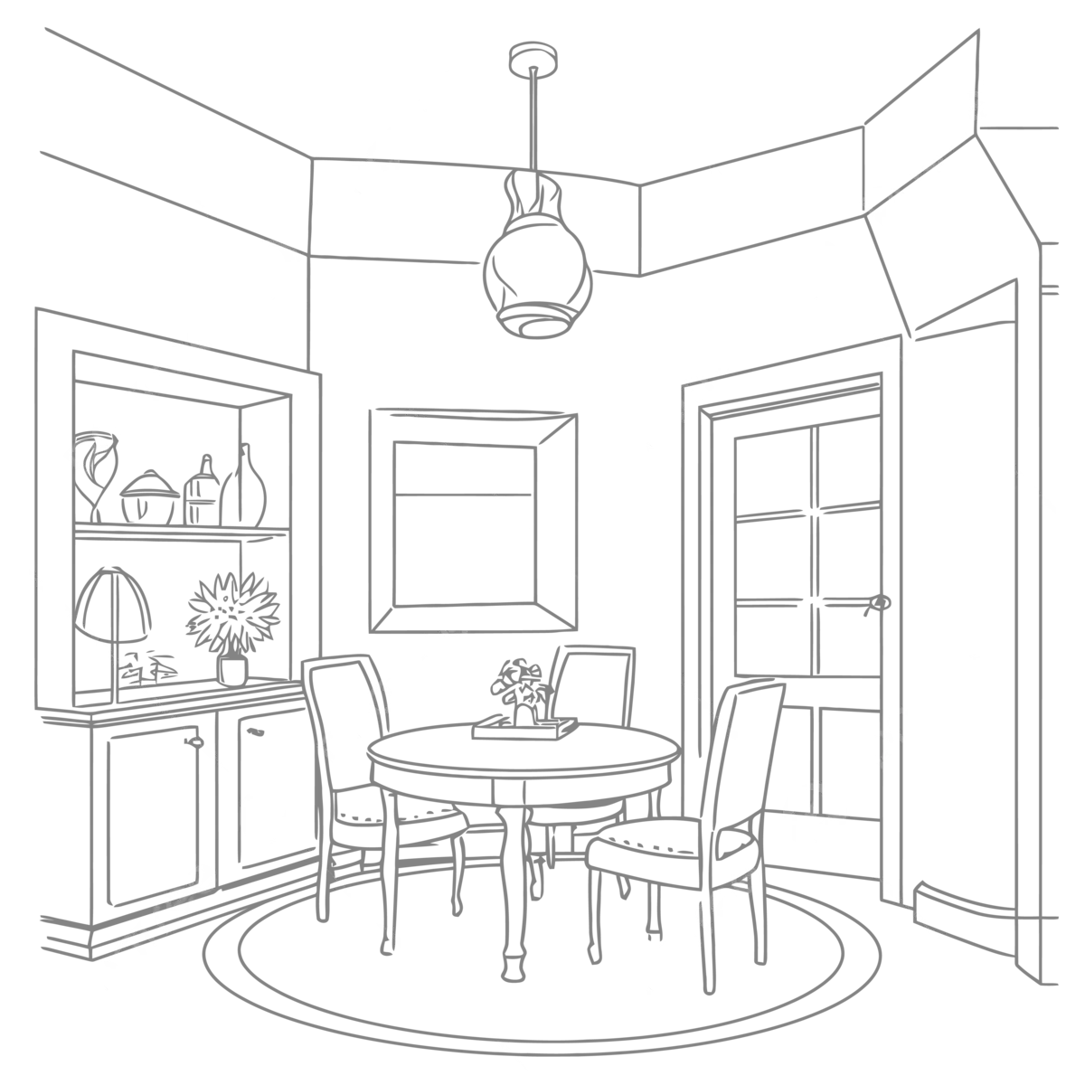 Desenhos de Sala de Jantar Para Colorir 8
