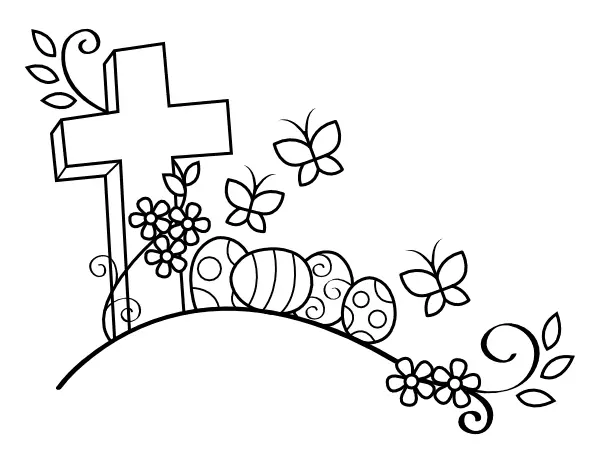 Easter Cross Coloring Pages 3