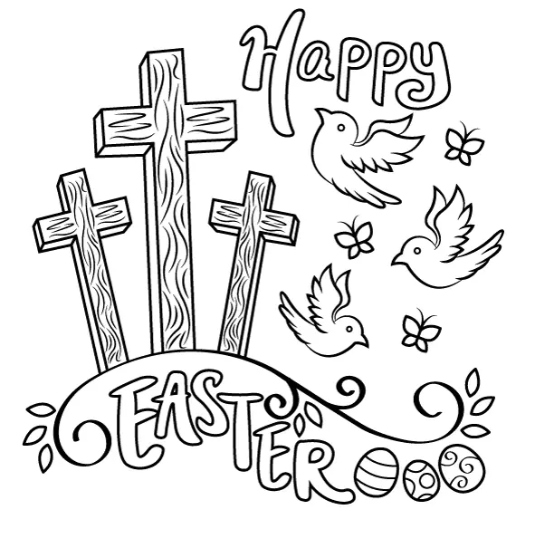 Easter Cross Coloring Pages 4