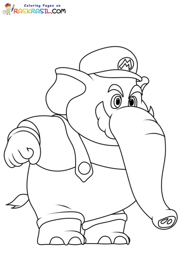 Desenhos de Elefante Mario Para Colorir