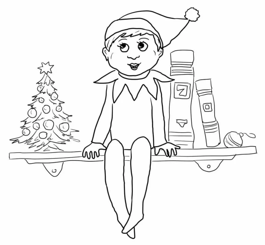 Desenhos de Elfo Na Prateleira Para Colorir 30