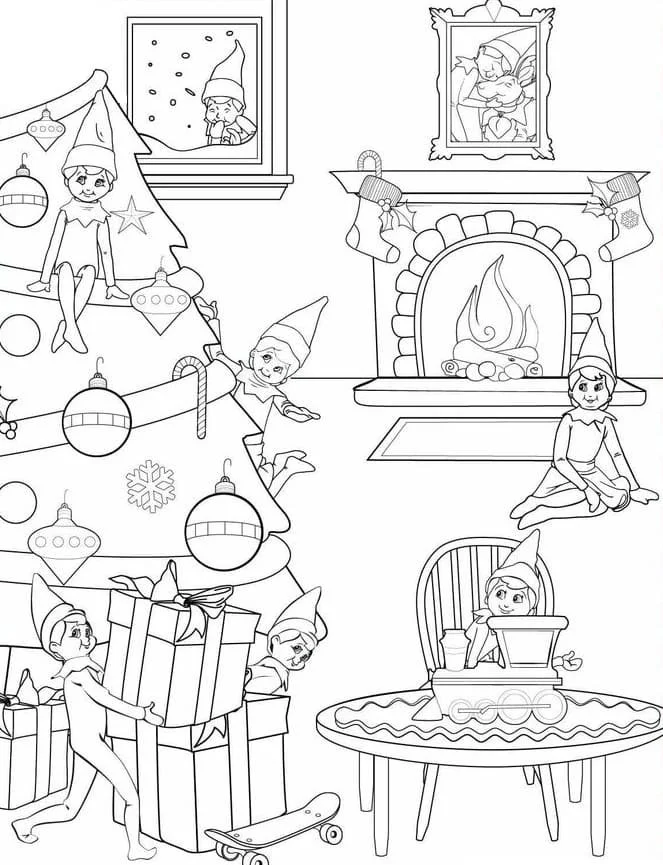 Desenhos de Elfo Na Prateleira Para Colorir 41