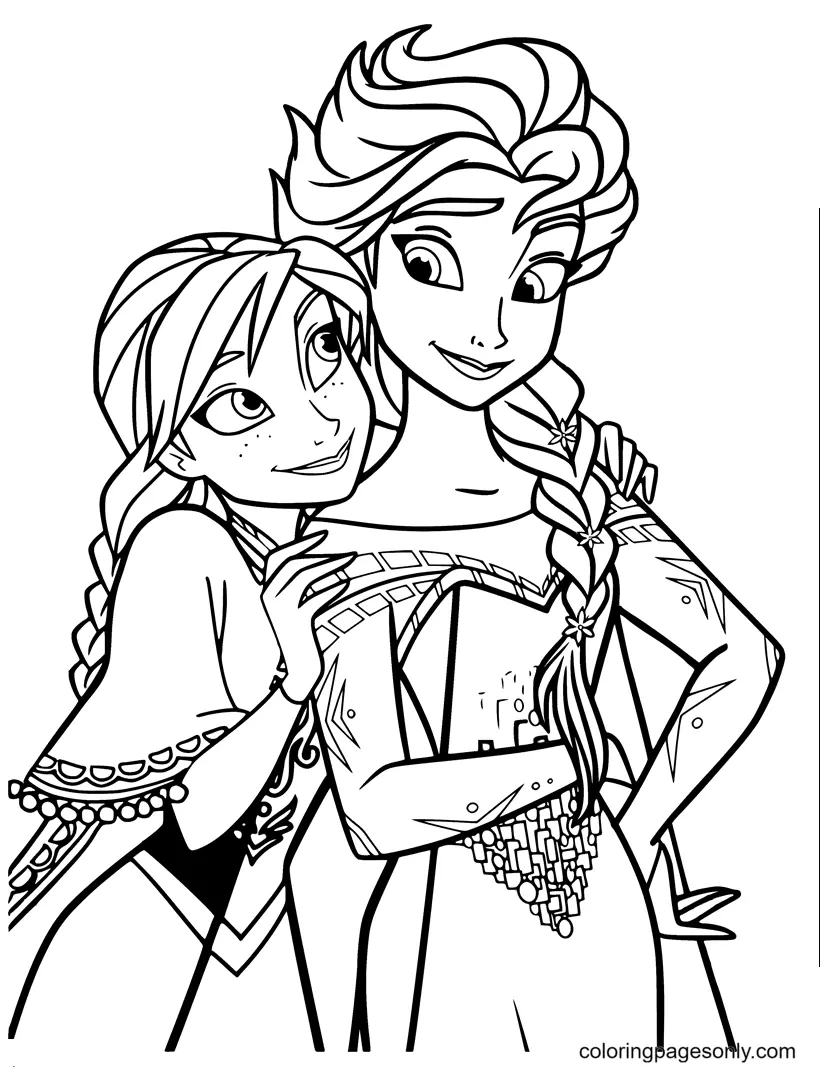 Elsa and Anna Coloring Pages 11