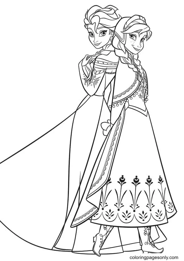 Elsa and Anna Coloring Pages 13