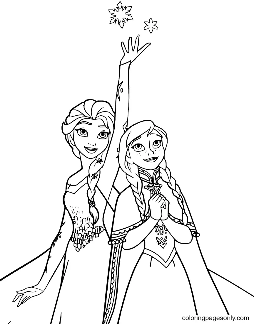 Elsa and Anna Coloring Pages 16