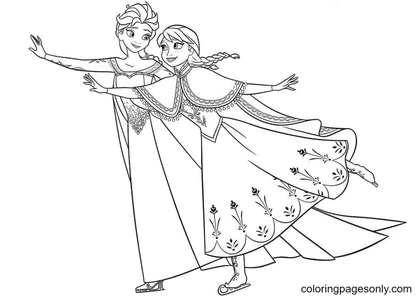 Elsa and Anna Coloring Pages 18