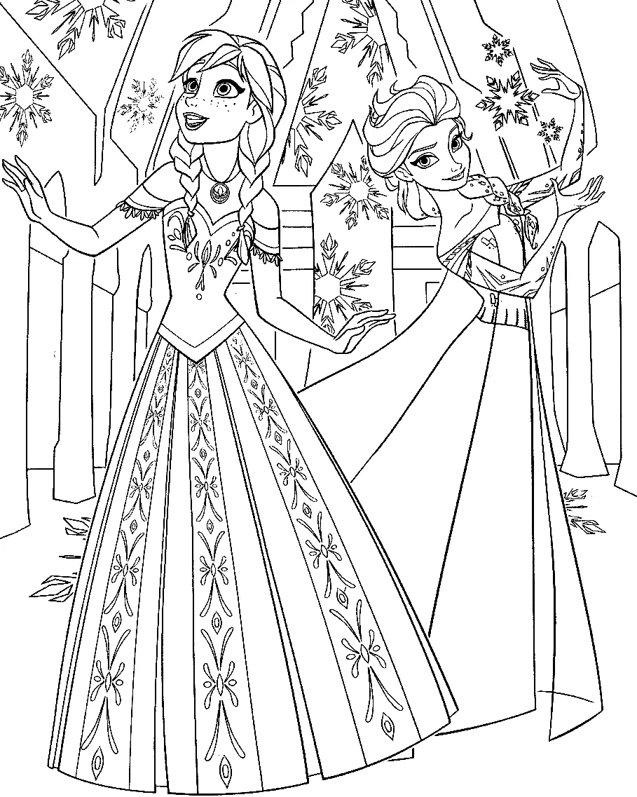 Elsa and Anna Coloring Pages 19