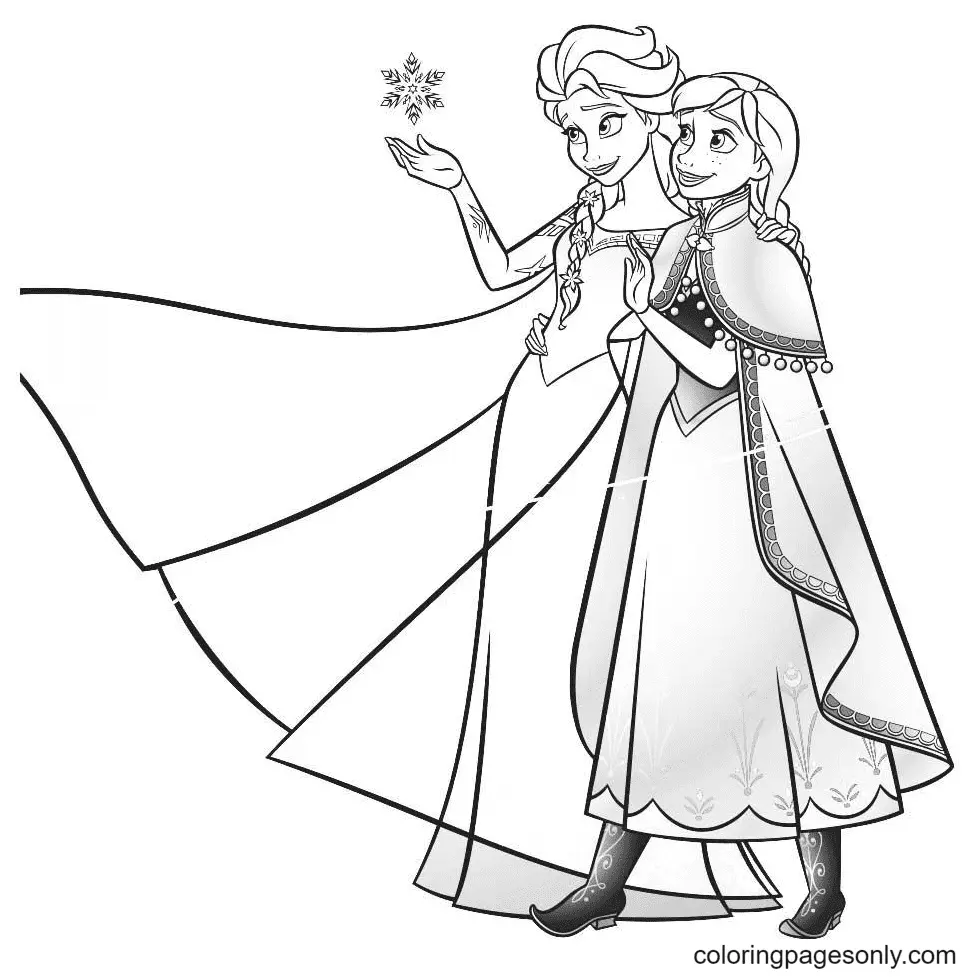 Elsa and Anna Coloring Pages 36