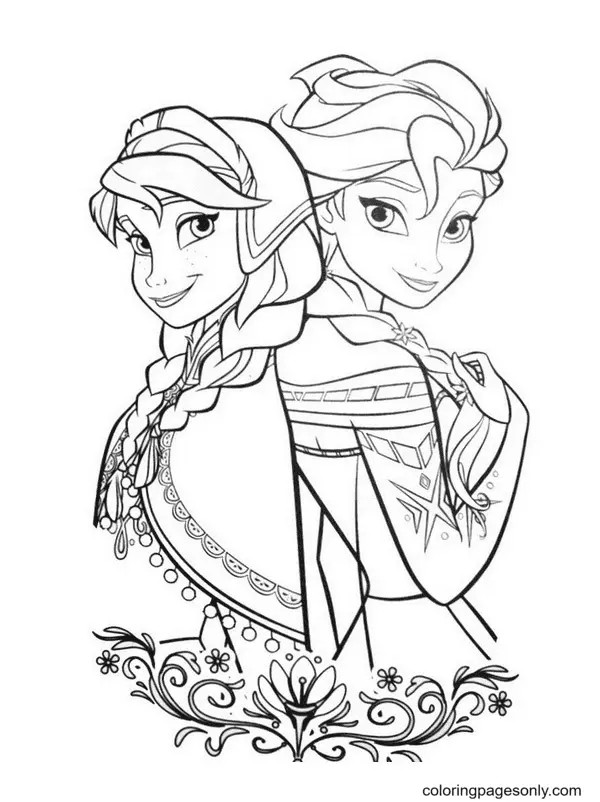Elsa and Anna Coloring Pages 41