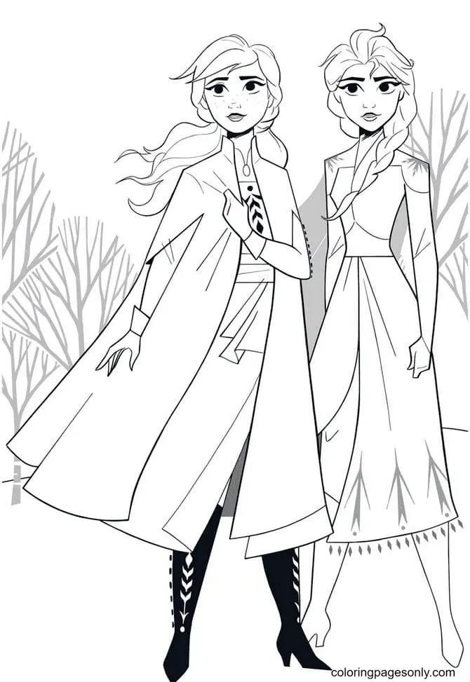Elsa and Anna Coloring Pages 50