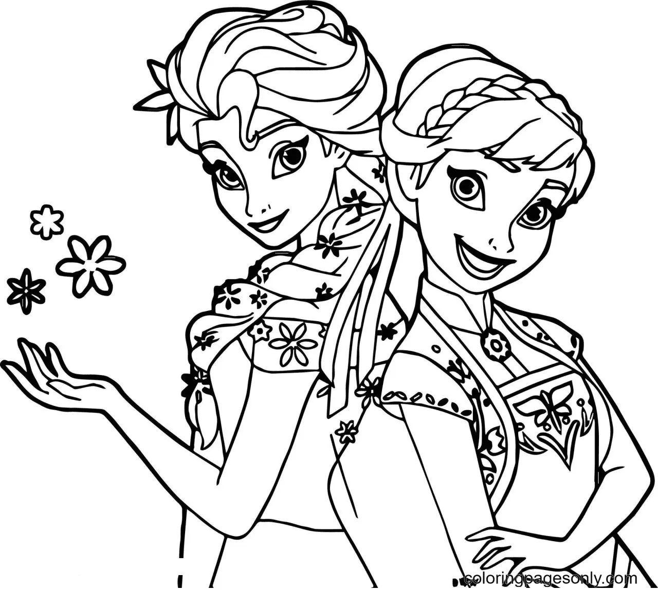 Elsa and Anna Coloring Pages 7