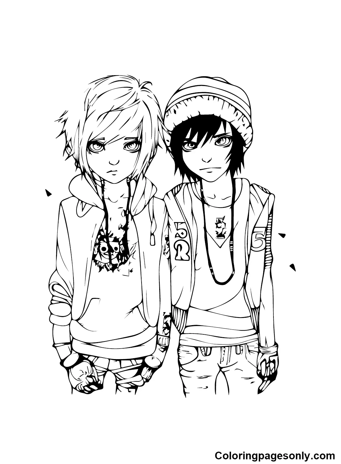 Desenhos de Emo Para Colorir 13