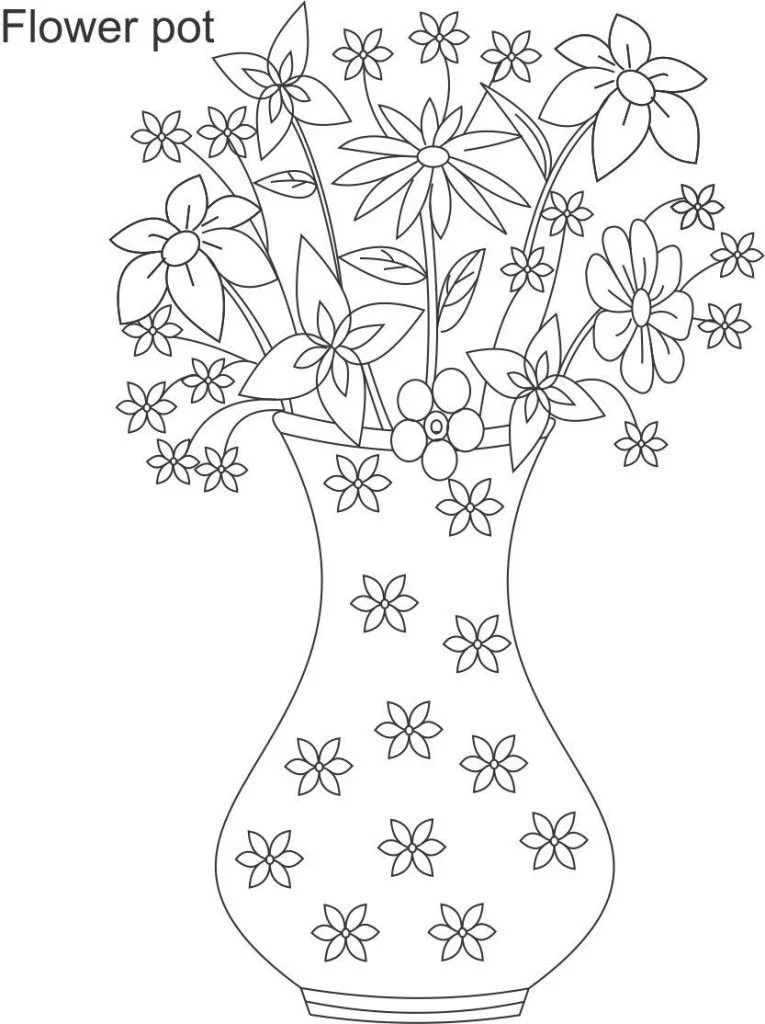 Flower Pot Coloring Pages 32