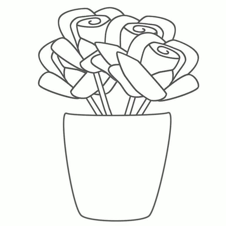 Flower Pot Coloring Pages 6