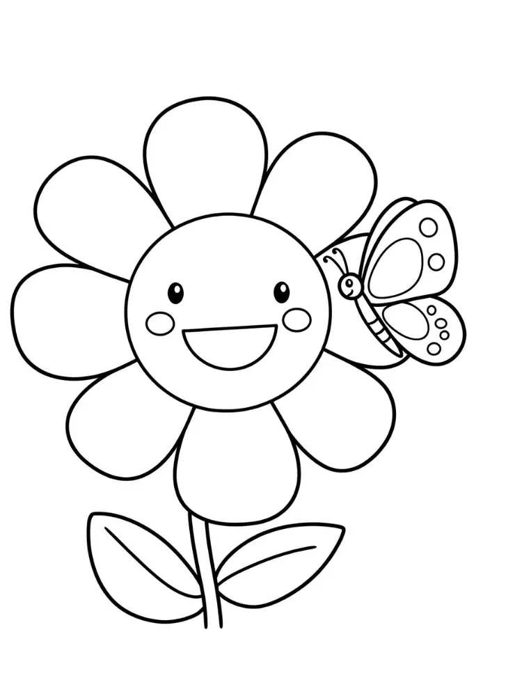 Flores e Borboletas para Colorir 1