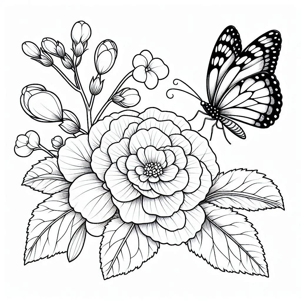 Flores e Borboletas para Colorir 11