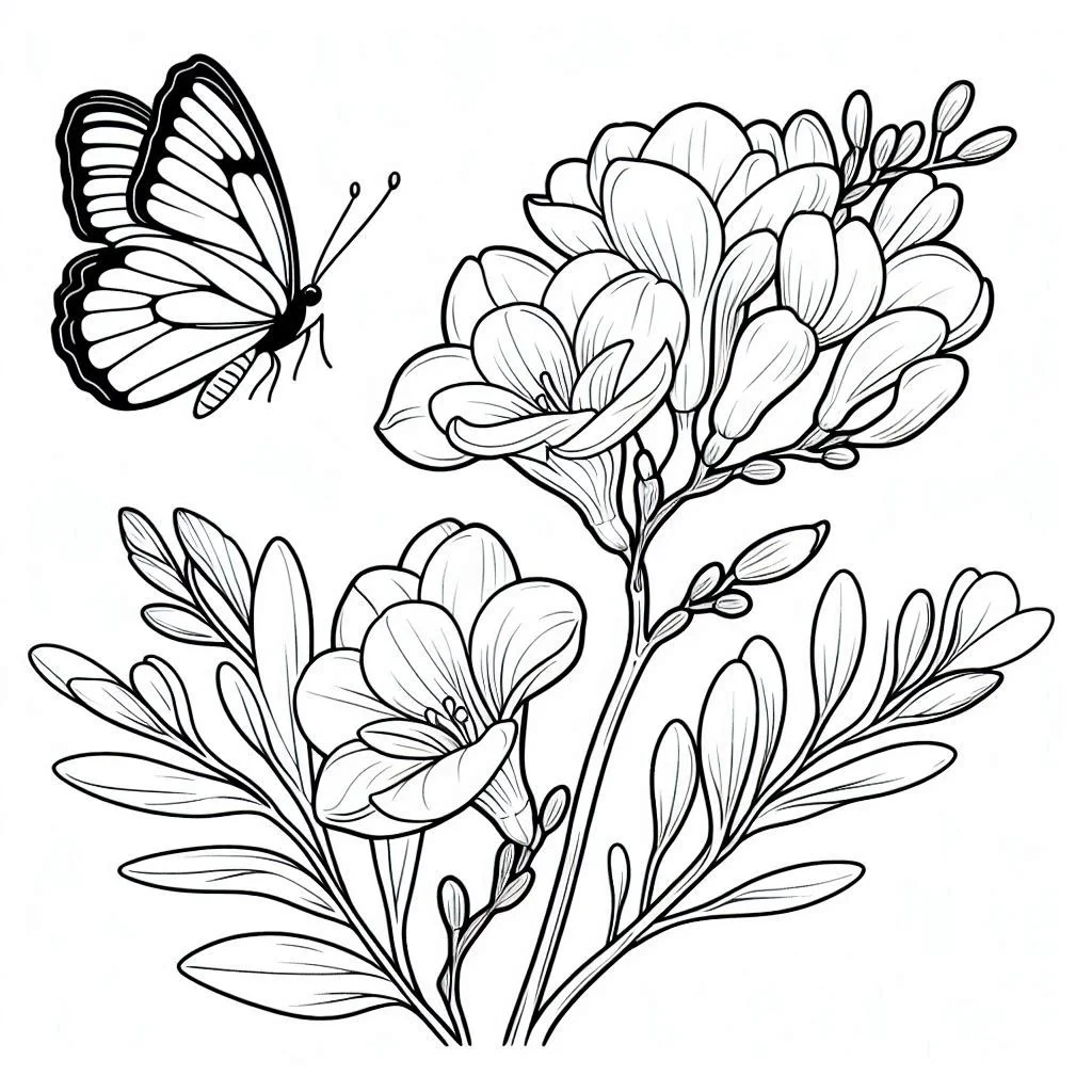Flores e Borboletas para Colorir 14