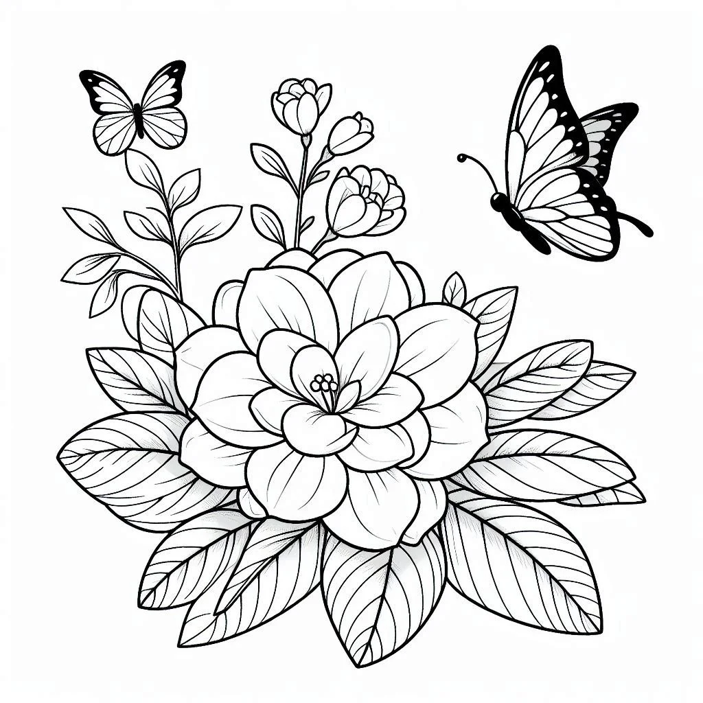 Flores e Borboletas para Colorir 15
