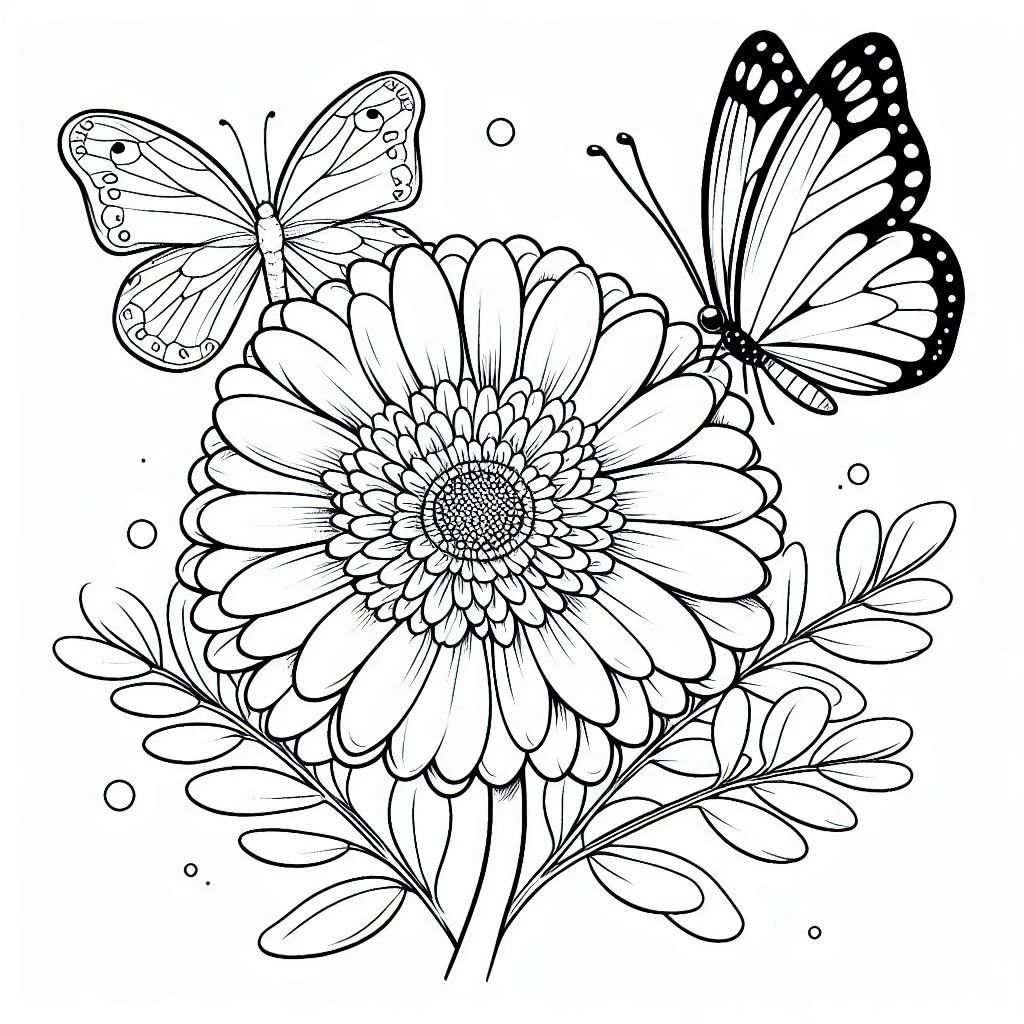 Flores e Borboletas para Colorir 16