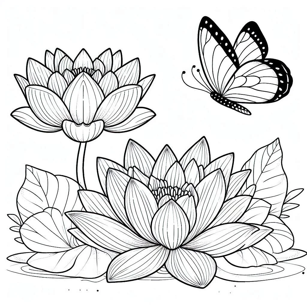 Flores e Borboletas para Colorir 23