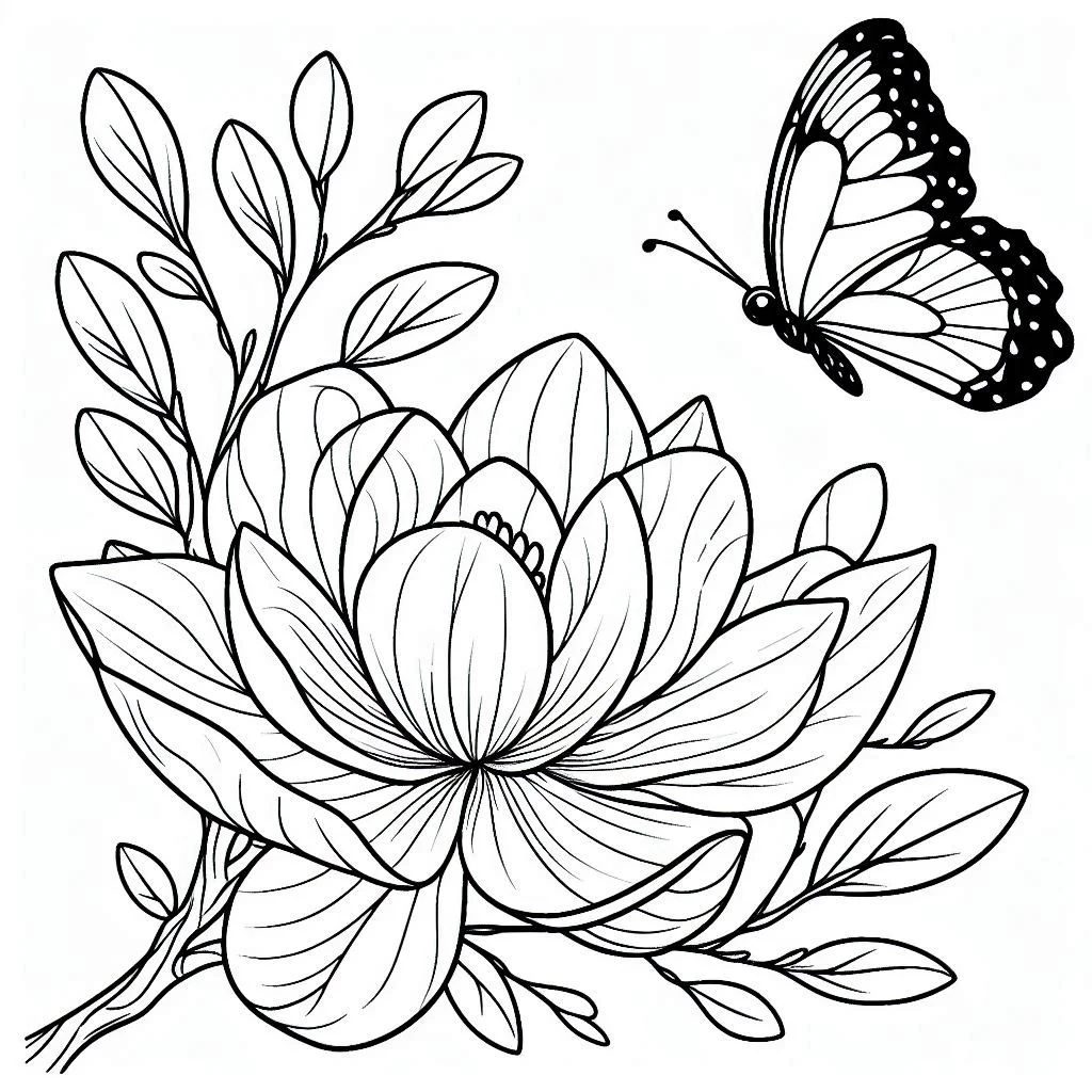 Flores e Borboletas para Colorir 24