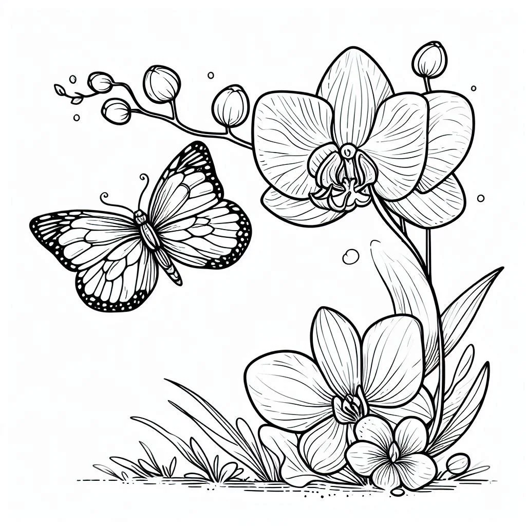Flores e Borboletas para Colorir 26