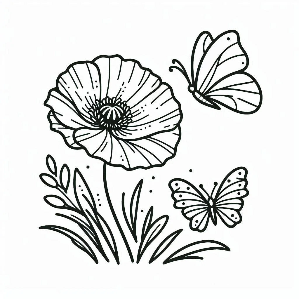 Flores e Borboletas para Colorir 28