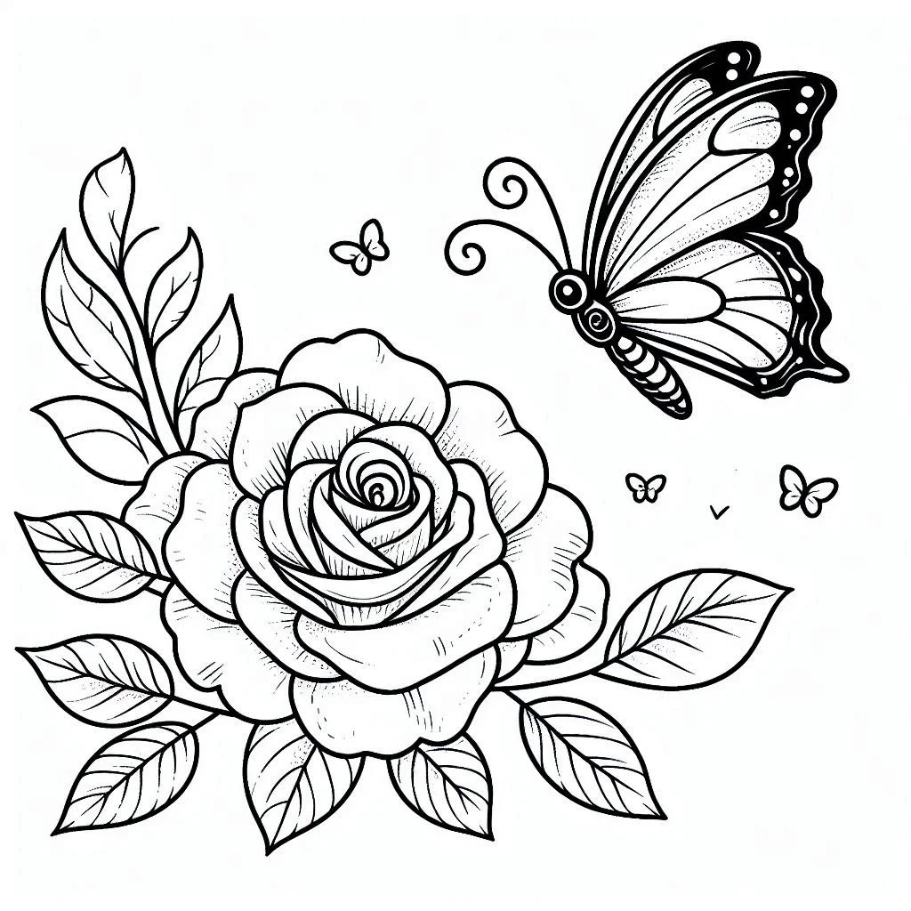 Flores e Borboletas para Colorir 29