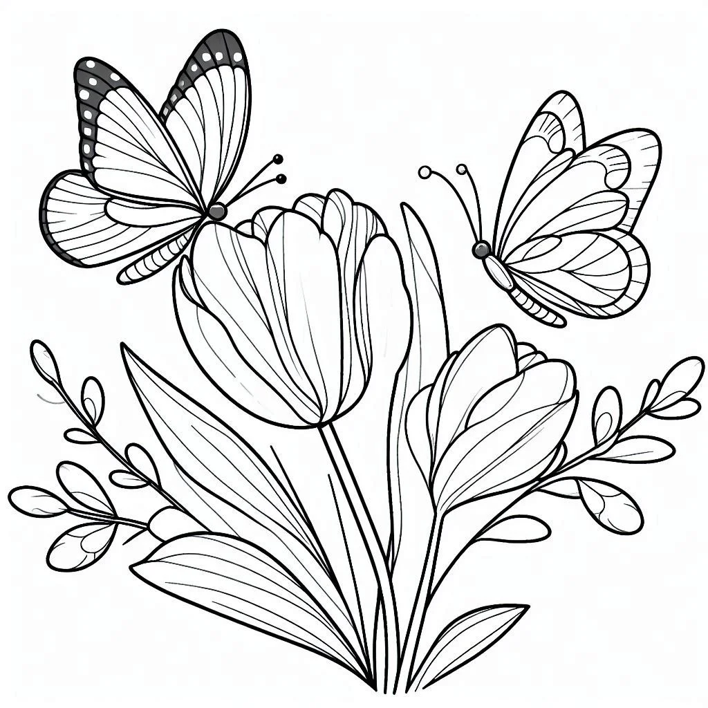 Flores e Borboletas para Colorir 30
