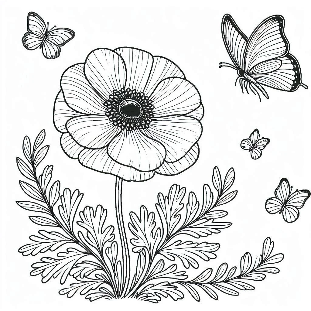 Flores e Borboletas para Colorir 9