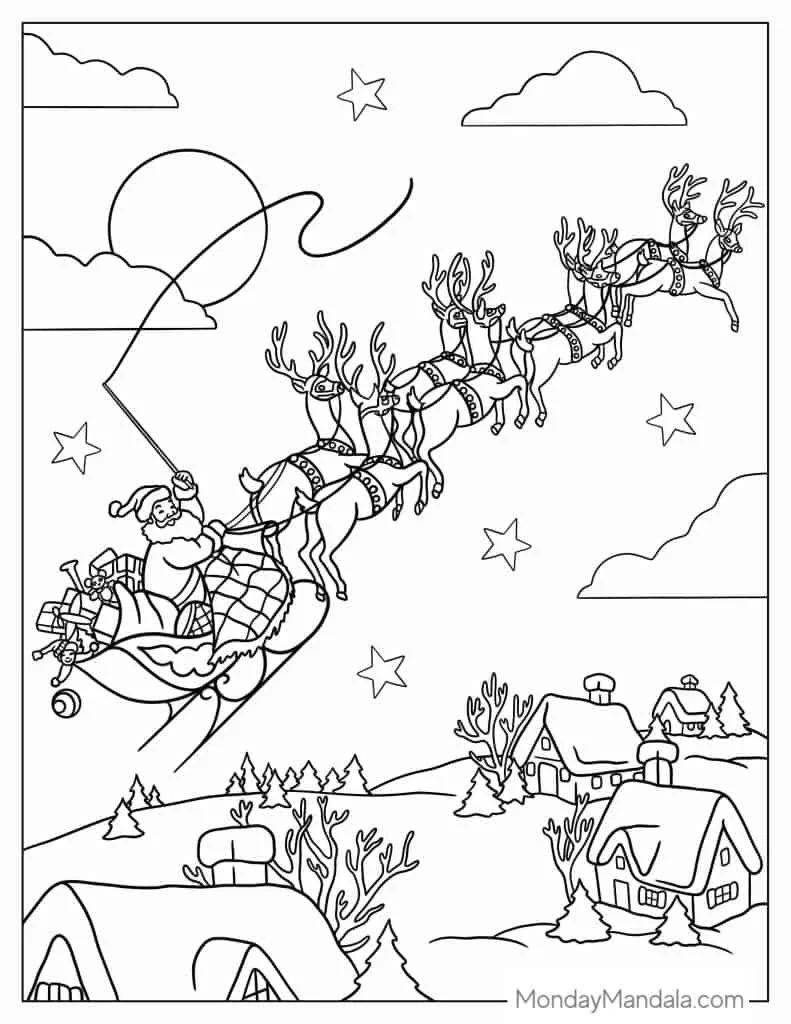 Papai Noel Voador Para Colorir 4