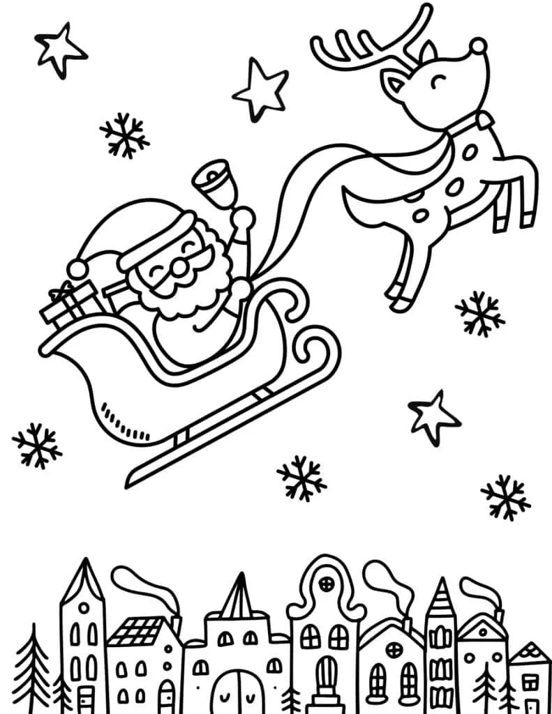 Papai Noel Voador Para Colorir 5