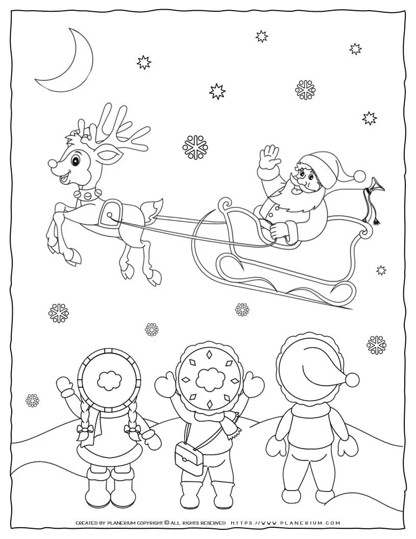 Papai Noel Voador Para Colorir 7