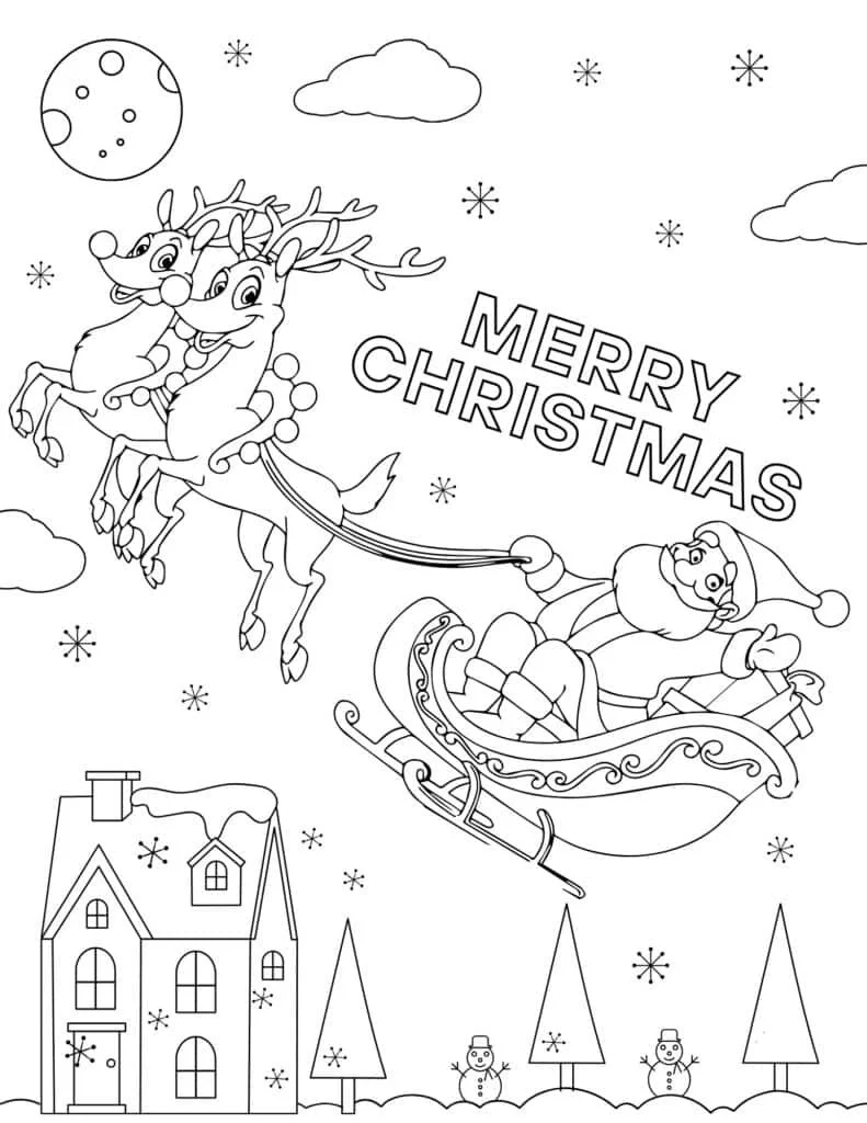 Papai Noel Voador Para Colorir 8