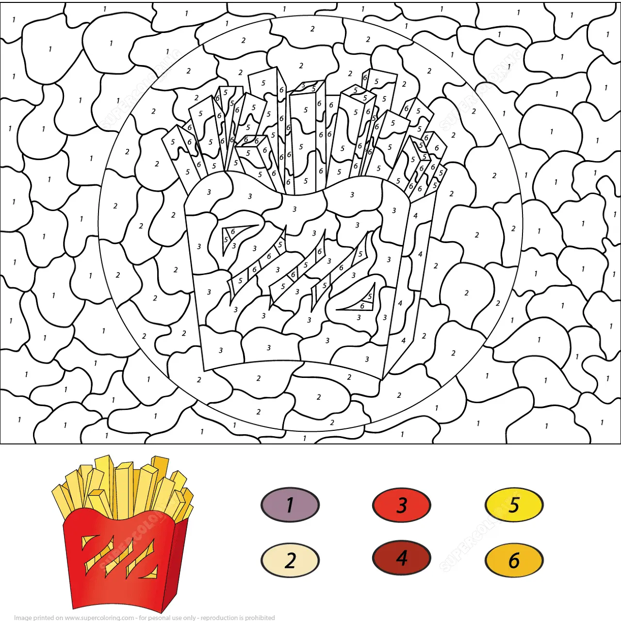 Batatas fritas para colorir