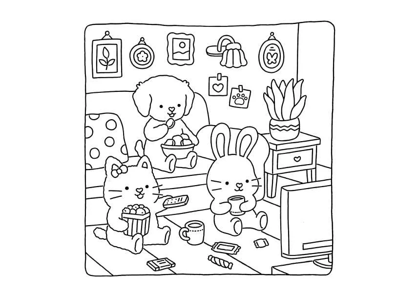 Fuzzy Hygge Coloring Pages 2